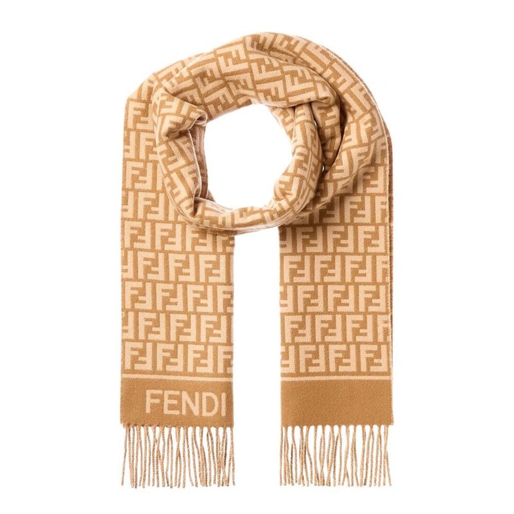 Fendi Ff Wool & Cashmere-Blend Scarf, Yellow